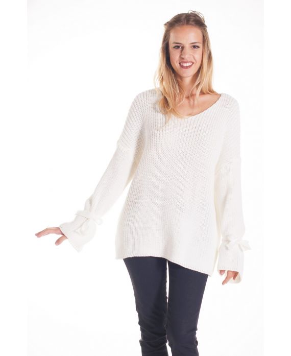 PULLOVER MANCHES NŒUD 4204 BLANC