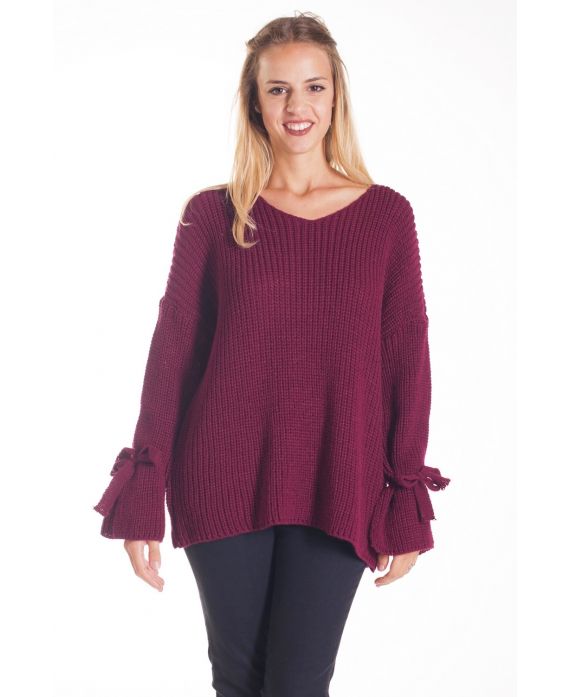 PULLOVER MANCHES NŒUD 4204 BORDEAUX