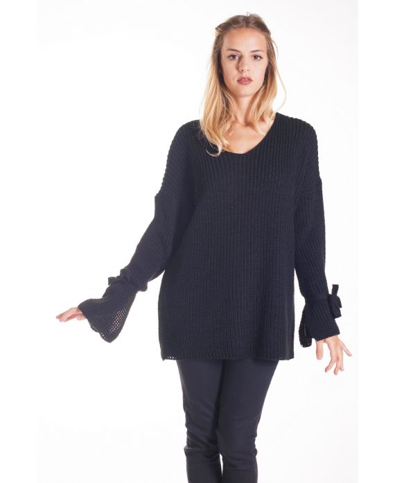 PULLOVER MANCHES NŒUD 4204 NOIR