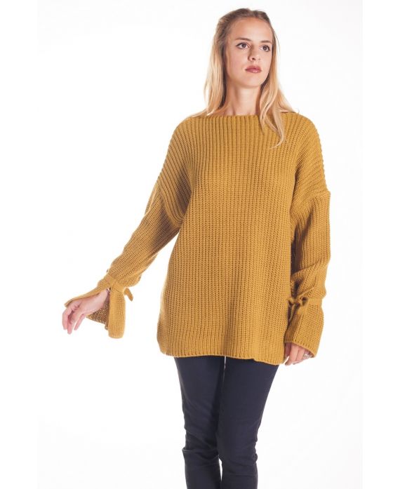 PULLOVER MANCHES NŒUD 4204 MOUTARDE