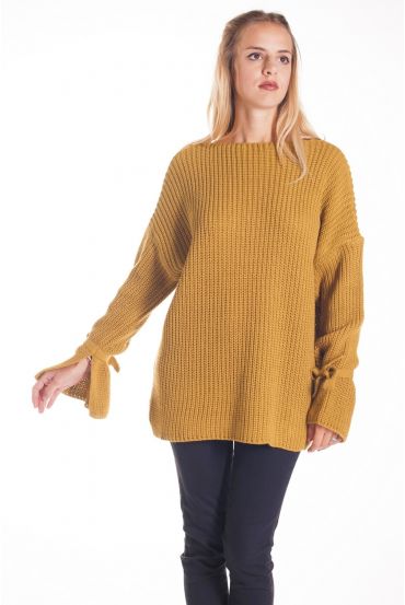 PULLOVER MANCHES NŒUD 4204 MOUTARDE