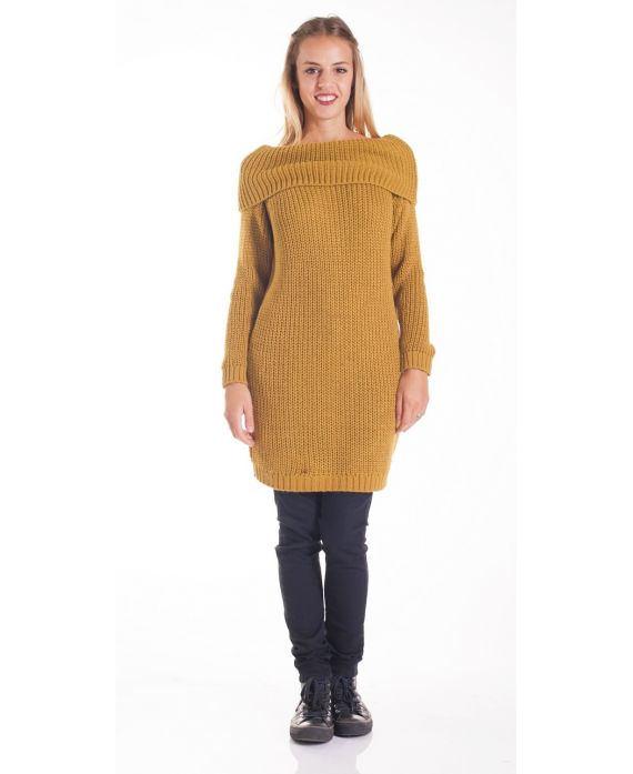 PULLOVER KLEID MESH-4200 SENF