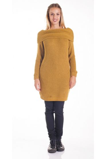 SWEATER DRESS KNIT 4200 MUSTARD