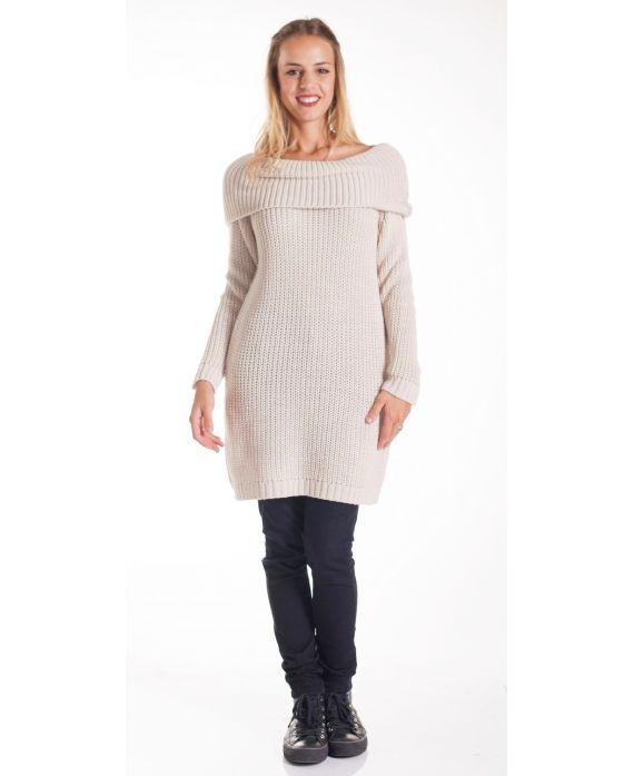 PULLOVER KLEID MESH-4200 BEIGE