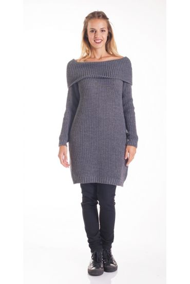 PULLOVER KLEID MESH-4200-GRAU