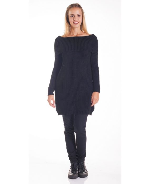 PULLOVER KLEID MESH-4200 SCHWARZ