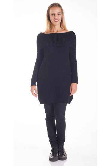 PULLOVER KLEID MESH-4200 SCHWARZ