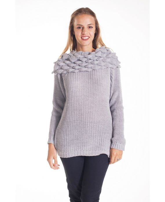 MAGLIA CON SCOLLO A PALLA 4205 GRIGIO