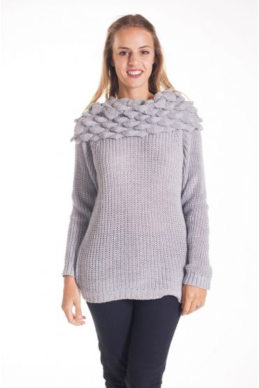 MAGLIA CON SCOLLO A PALLA 4205 GRIGIO