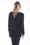 PULL MOHAIR DOS FANTAISIE 4206 NOIR