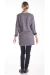 PULL TUNIQUE EPAULES CLOUTEES 4202 GRIS FONCE