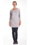 PULL TUNIQUE EPAULES CLOUTEES 4202 GRIS CLAIR