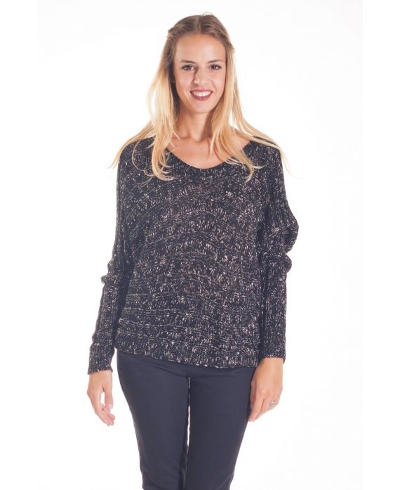 PULL EFFET TACHETE 4207 NOIR