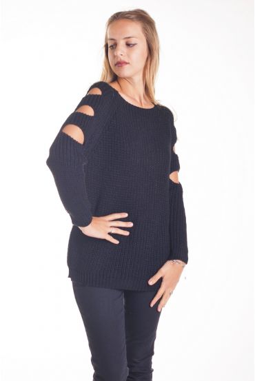 PULLOVER OFFENEN SCHULTERN 4208 SCHWARZ