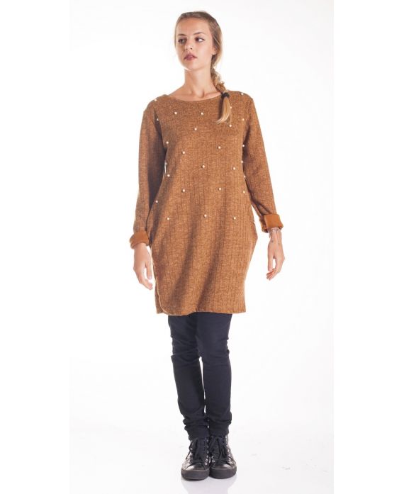 SWEATER TUNIC BEADS MUSTARD 4203 MUSTARD