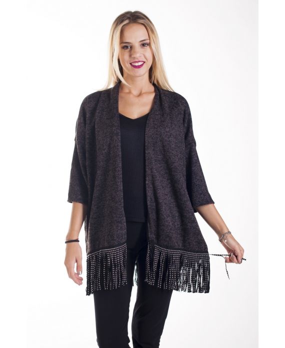 VEST HEEFT FRINGE STUDS 4214 ZWART