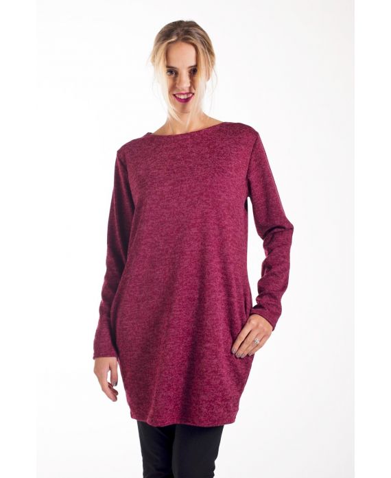 PULL TUNIQUE POCHES 4215 BORDEAUX