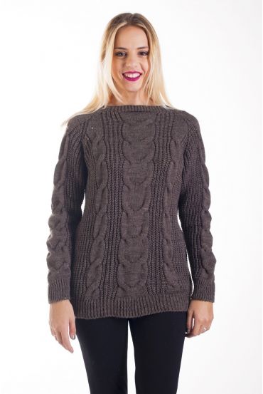 PULLOVER MOHAIR TORSADE 4221 TAUPE