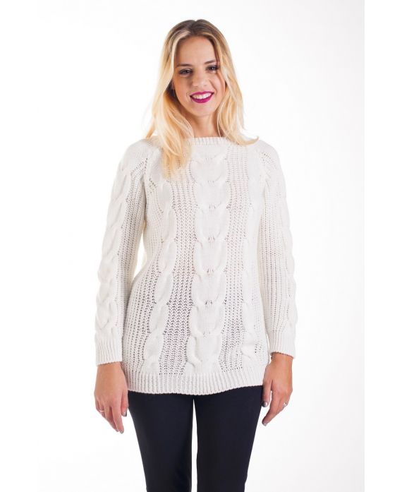 PULLOVER MOHAIR TORSADE 4221 BLANC