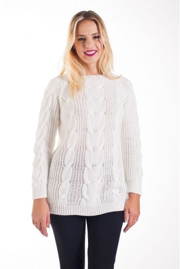 PULLOVER MOHAIR TORSADE 4221 BLANC