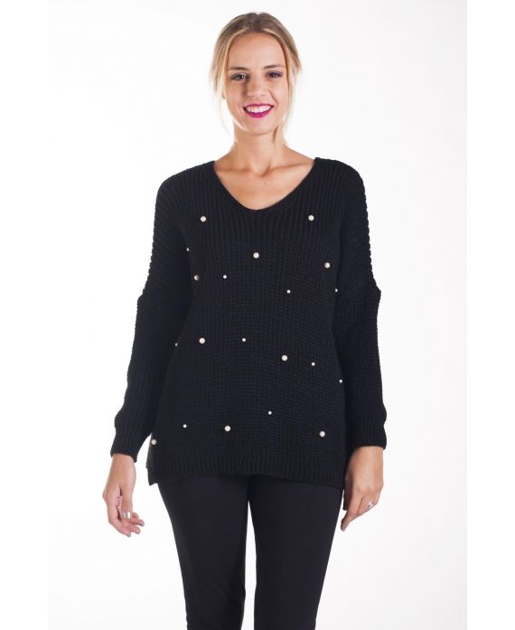 PULLOVER PERLES 4222 NOIR