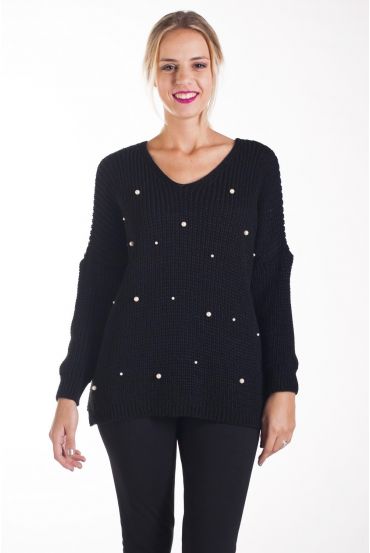 PULLOVER PERLES 4222 NOIR