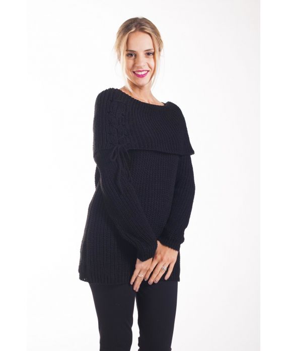 PULL MOHAIR COL TOMBANT 4225 NOIR