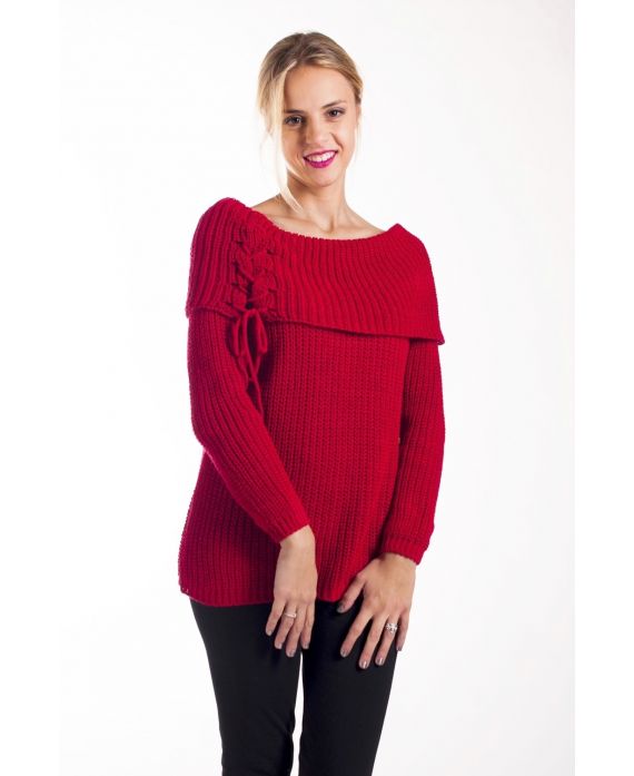 MAGLIONE MOHAIR COLLO CADENDO 4225 ROSSO