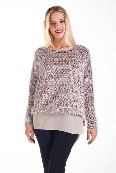 PULL TUNIQUE LUREX 4230 BLANC