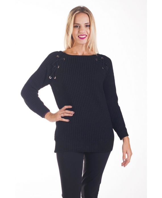 PULLOVER MOHAIR A LACETS 4228 NOIR