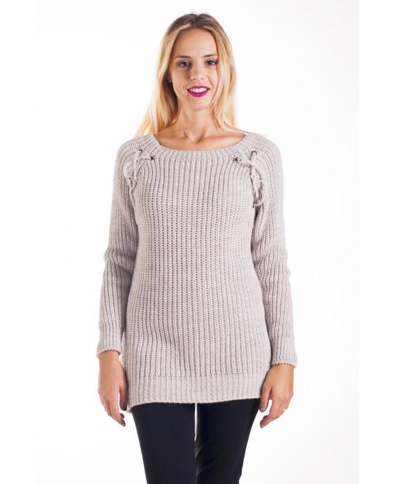 PULLOVER MOHAIR A LACETS 4228 BEIGE