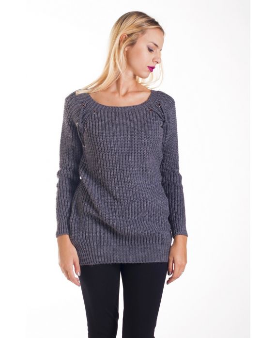 PULLOVER MOHAIR-A SPITZEN-UP-4228 GRAU