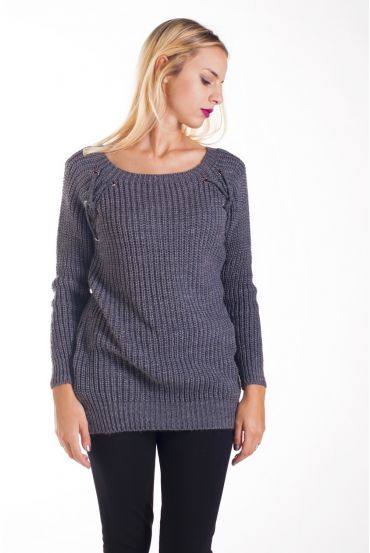 PULLOVER MOHAIR A LACETS 4228 GRIS