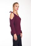 PULL MOHAIR EPAULES A NOUER 4237 BORDEAUX