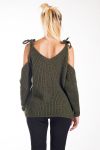 PULL MOHAIR EPAULES A NOUER 4237 VERT MILITAIRE