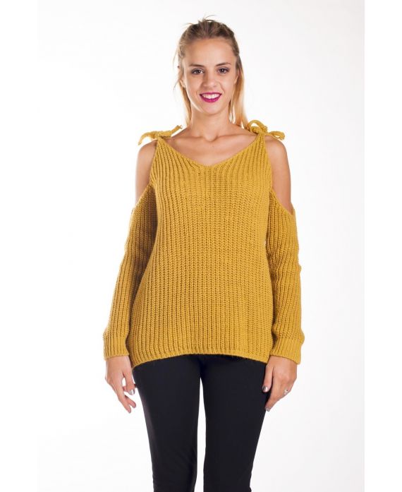 PULL MOHAIR EPAULES A NOUER 4237 MOUTARDE