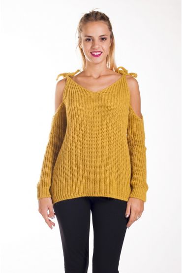 MAGLIONE MOHAIR SPALLE È COSTRUIRE 4237 SENAPE