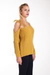 PULL MOHAIR EPAULES A NOUER 4237 MOUTARDE