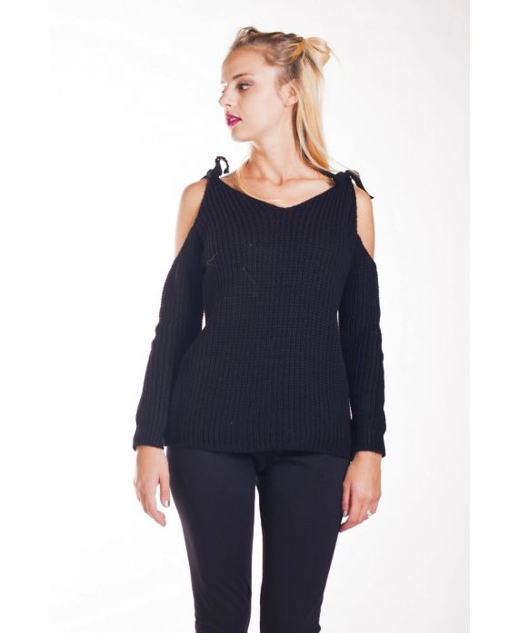 PULL MOHAIR EPAULES A NOUER 4237 NOIR