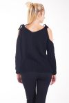 PULL MOHAIR EPAULES A NOUER 4237 NOIR