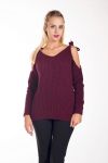 PULL MOHAIR EPAULES A NOUER 4237 BORDEAUX