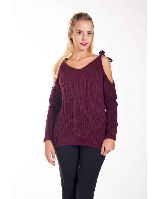 PULL MOHAIR EPAULES A NOUER 4237 BORDEAUX