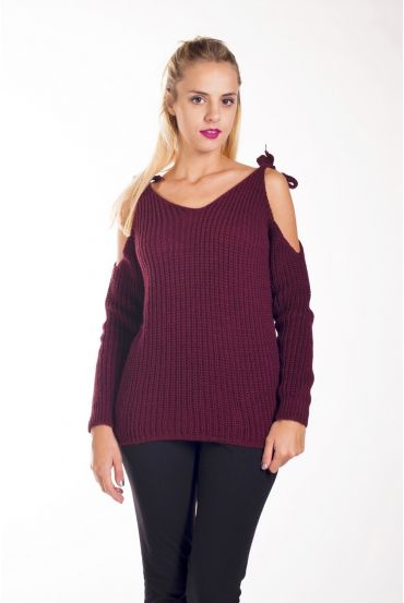 MOHAIR PULLOVER NICHT ZU VERGESSEN, ES HAT KNÜPFEN 4237 BORDEAUX