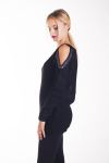 PULL EPAULES OUVERTES CLOUTEES 4234 NOIR