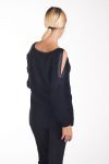 PULL EPAULES OUVERTES CLOUTEES 4234 NOIR