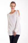 PULL EPAULES OUVERTES CLOUTEES 4234 BLANC