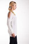 PULL EPAULES OUVERTES CLOUTEES 4234 BLANC