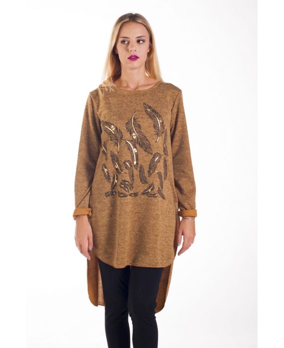 SWEATER TUNIC FEATHERS 4224 MUSTARD