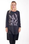 SWEATER TUNIC FEATHERS 4224 BLACK