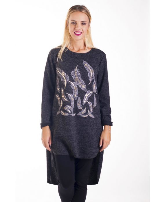 PULL TUNIQUE PLUMES 4224 NOIR